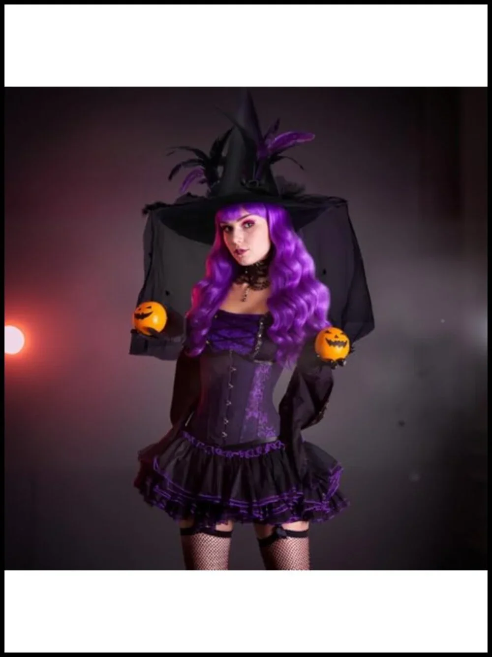 Halloween Witch Hat & Curly Wig Accessory Set for Women Costume
